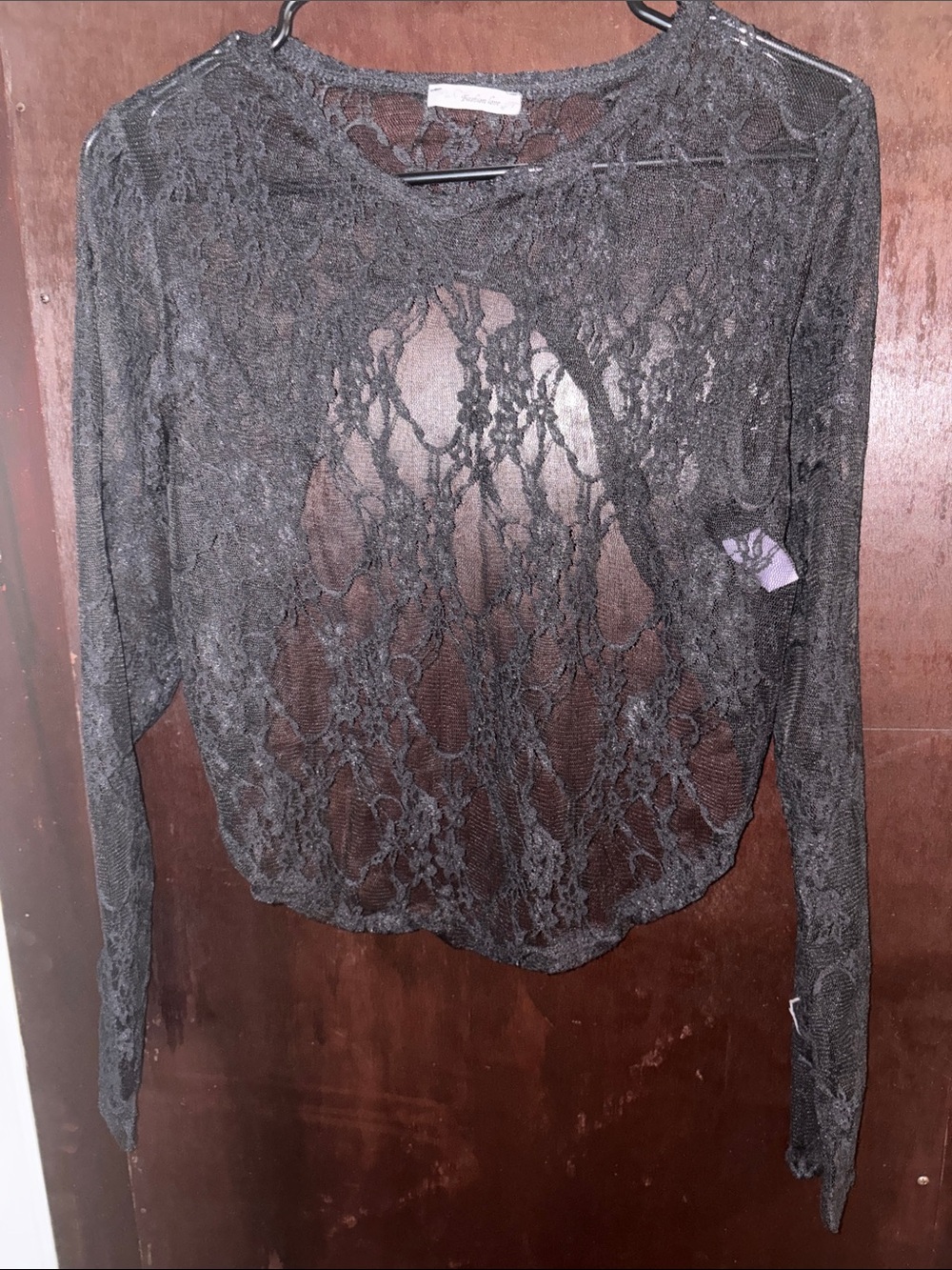 Sheer Black Lace Long Sleeve Top
